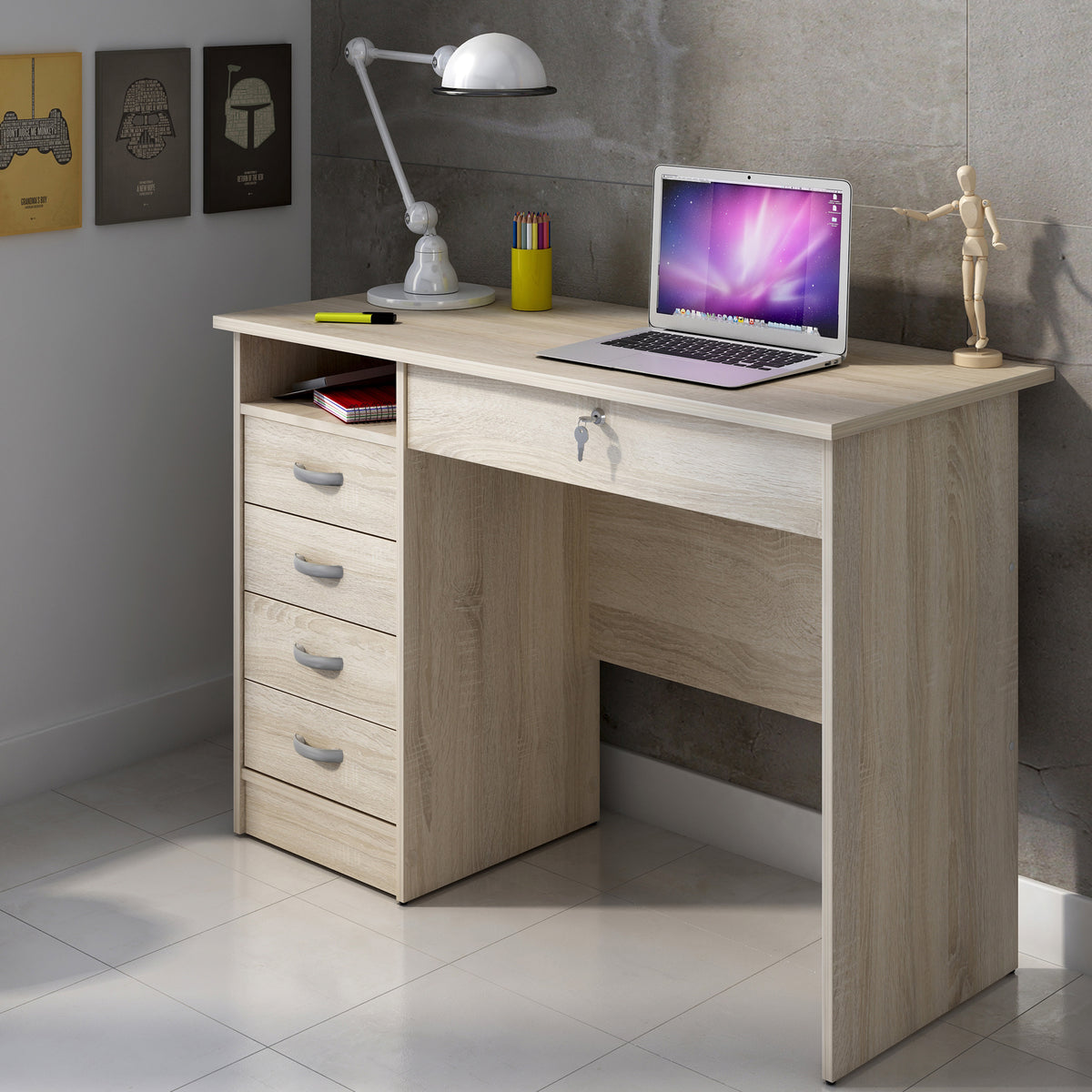 Fenton Desk 5 Drawers in Oak