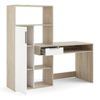 Fenton Desk Multi Functional Desk with Drawer and 1 Door in White and Oak