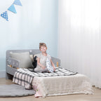 Toddler Bed Children's Bedroom Furniture w/Star and Moon Patterns, Side Rails, for Boys, Girls, Ages 3-6 Years, 143 x 76 x 49cm - Grey