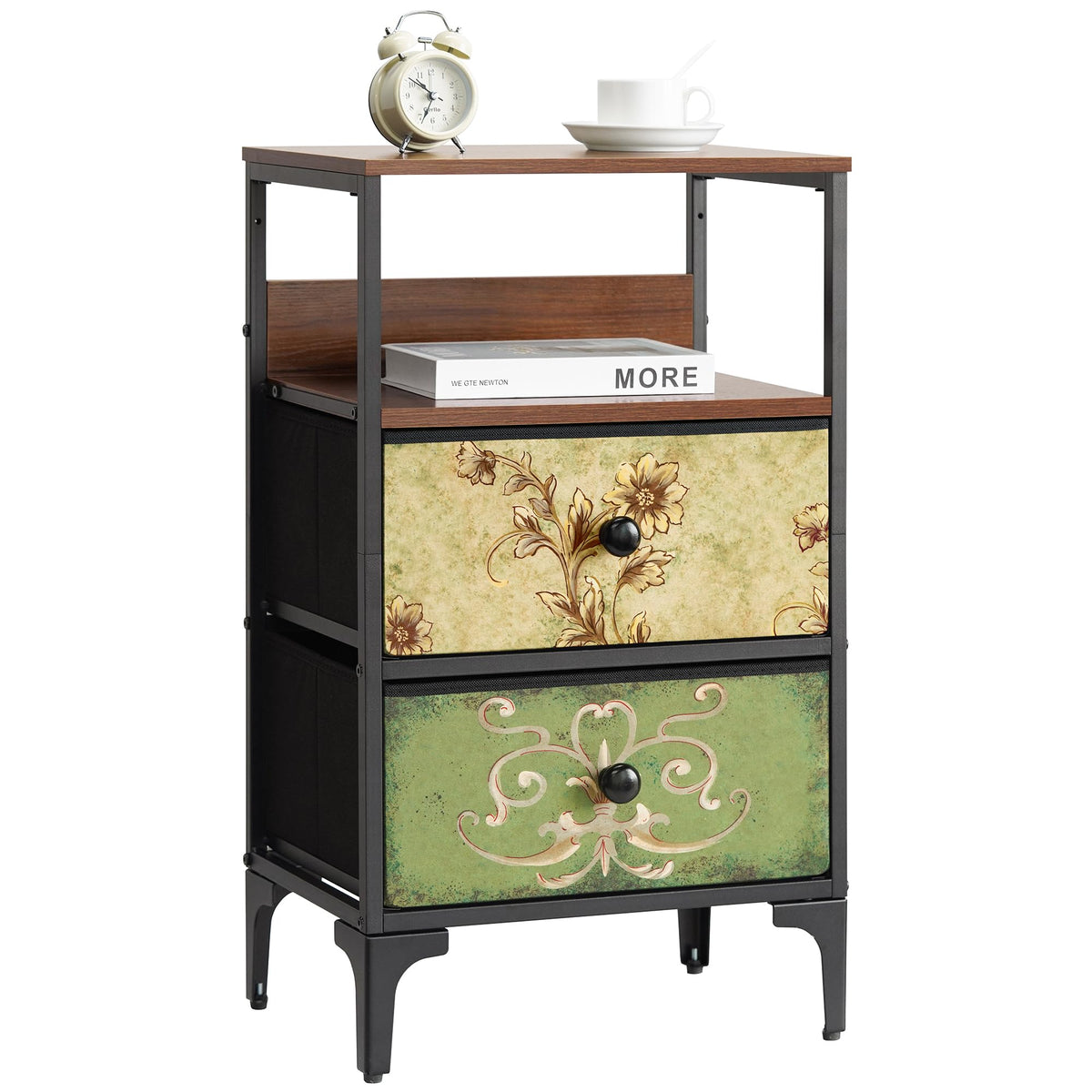 Vintage Style 2 Drawer Bedside Table