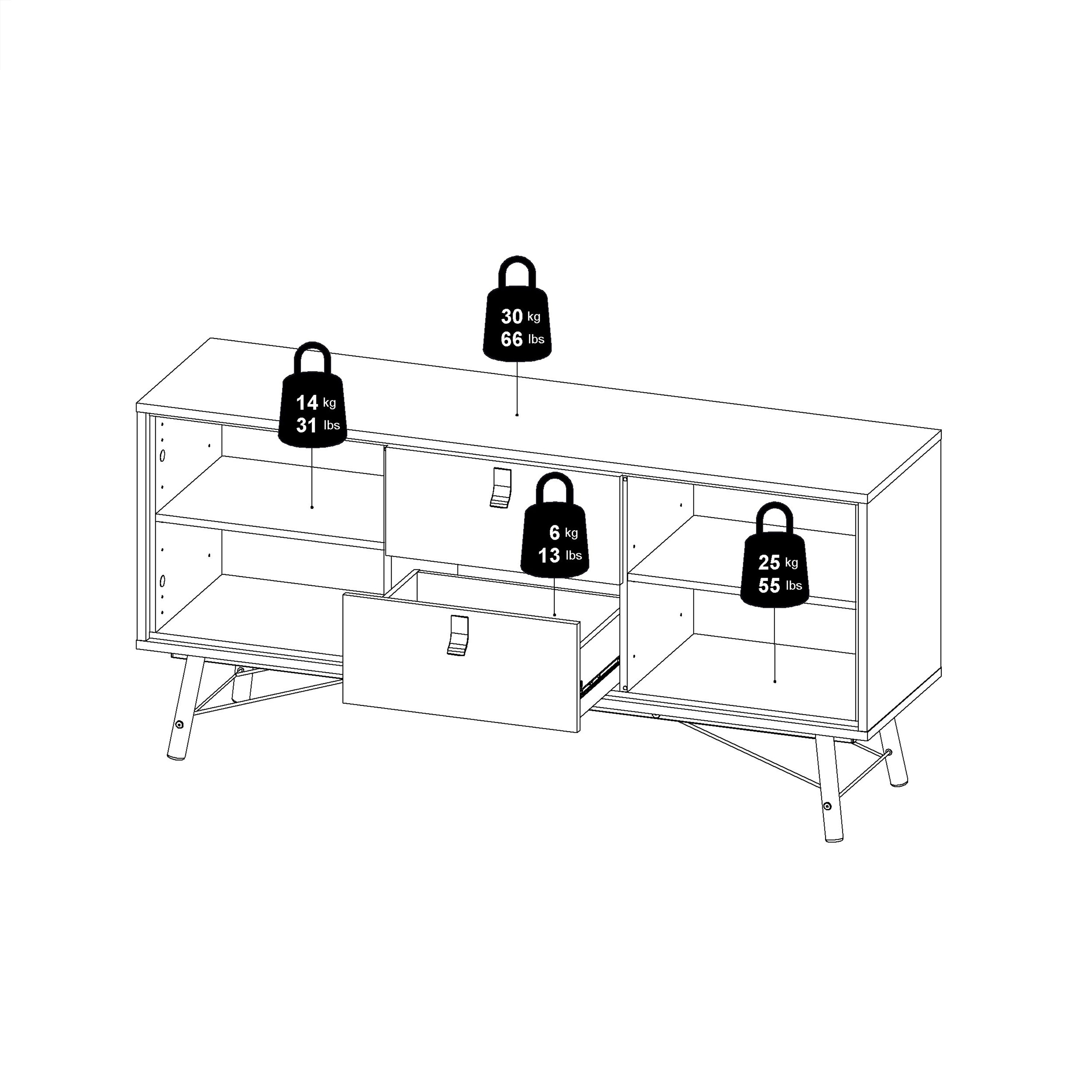 Raya Sideboard 2 Doors 2 Drawers in Matt Black Walnut
