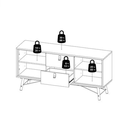 Raya Sideboard 2 Doors 2 Drawers in Matt Black Walnut