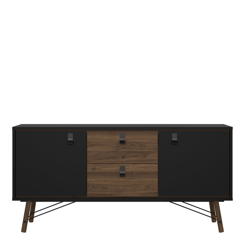 Raya Sideboard 2 Doors 2 Drawers in Matt Black Walnut