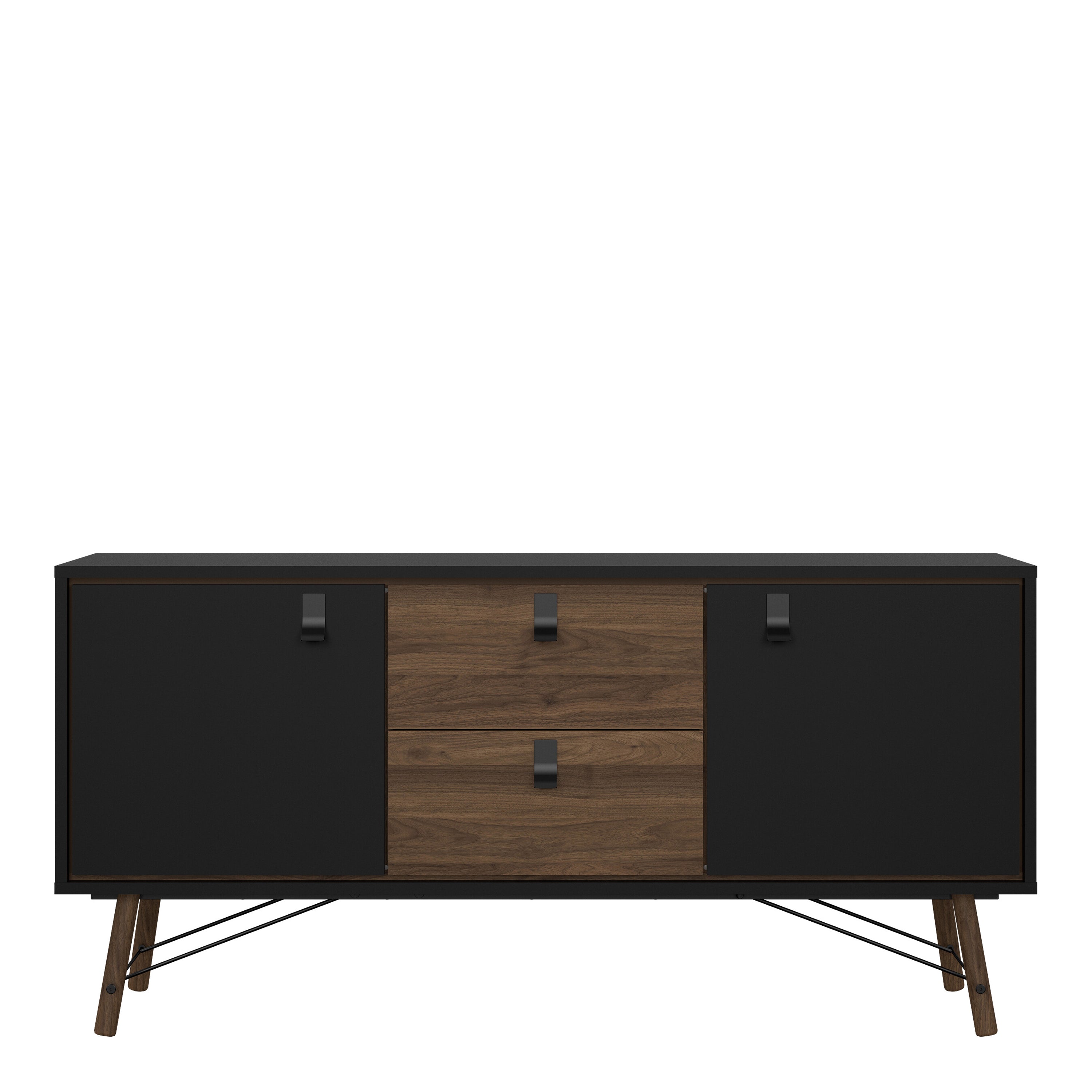 Raya Sideboard 2 Doors 2 Drawers in Matt Black Walnut