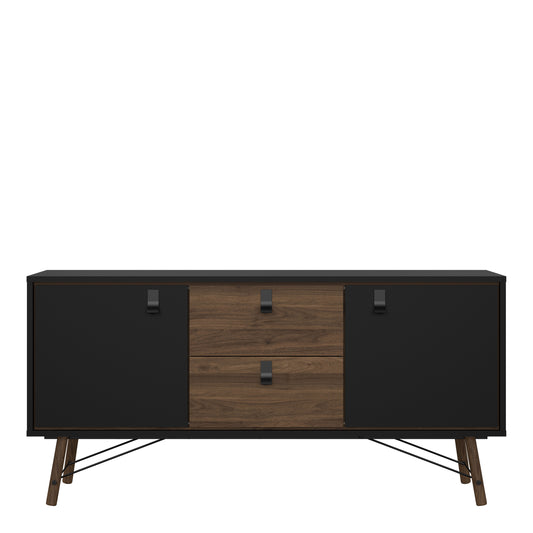 Raya Sideboard 2 Doors 2 Drawers in Matt Black Walnut