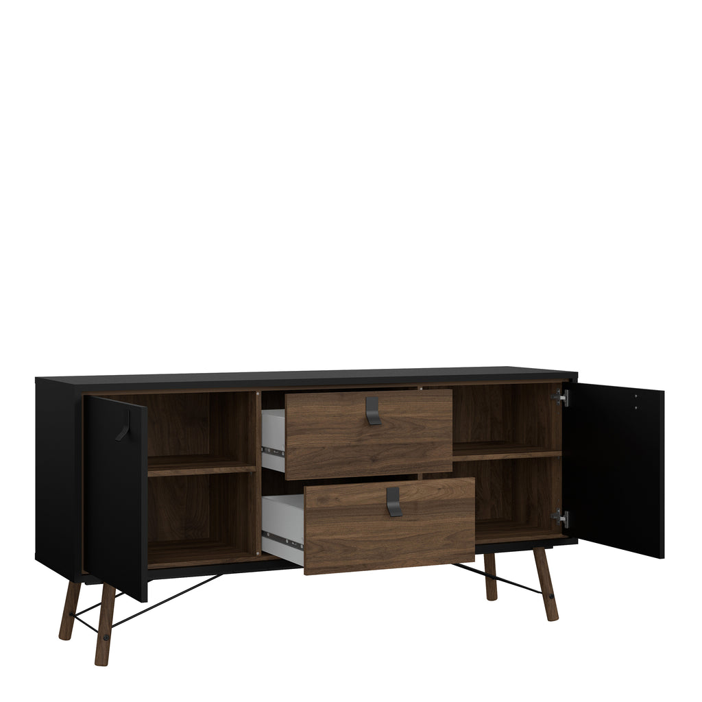 Raya Sideboard 2 Doors 2 Drawers in Matt Black Walnut