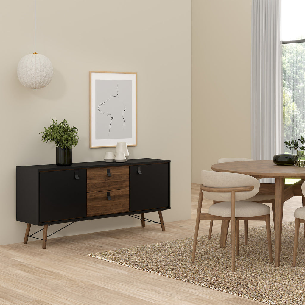 Raya Sideboard 2 Doors 2 Drawers in Matt Black Walnut