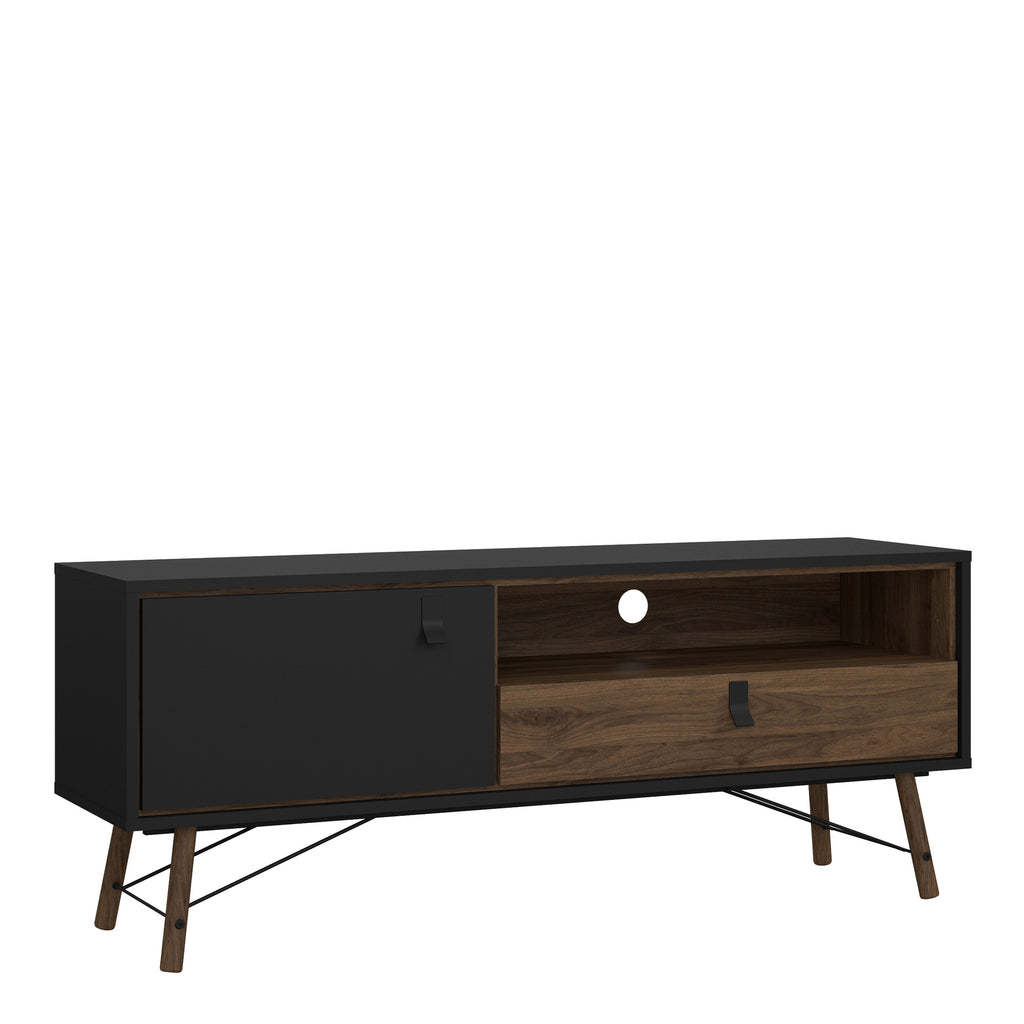 Raya TV Unit 1 Door 1 Drawer in Matt Black Walnut