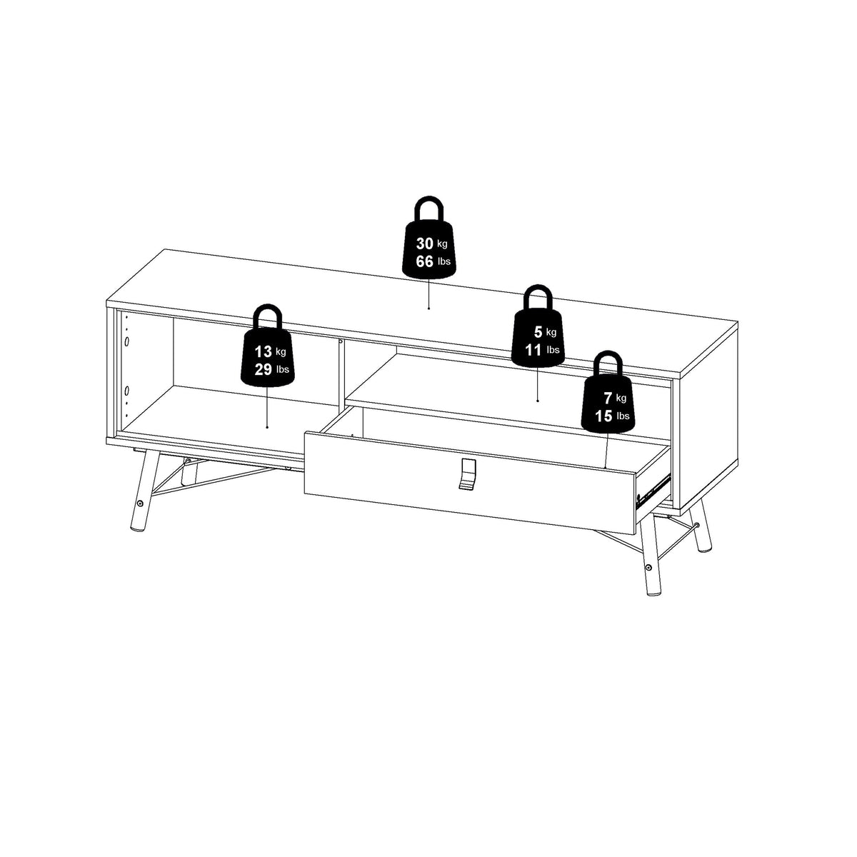 Raya TV Unit 1 Door 1 Drawer in Matt Black Walnut