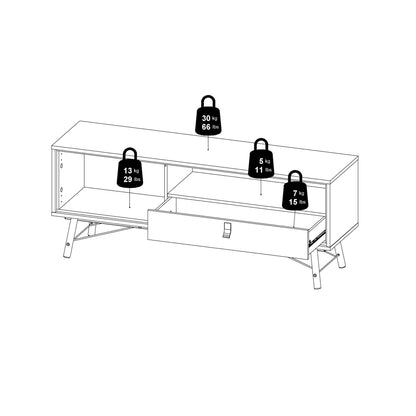 Raya TV Unit 1 Door 1 Drawer in Matt Black Walnut