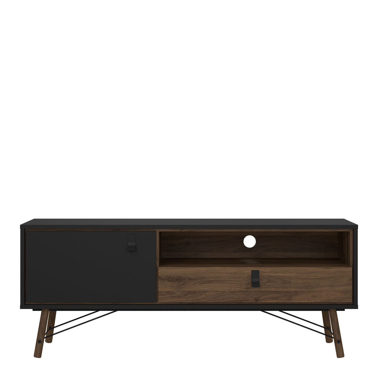 Raya TV Unit 1 Door 1 Drawer in Matt Black Walnut