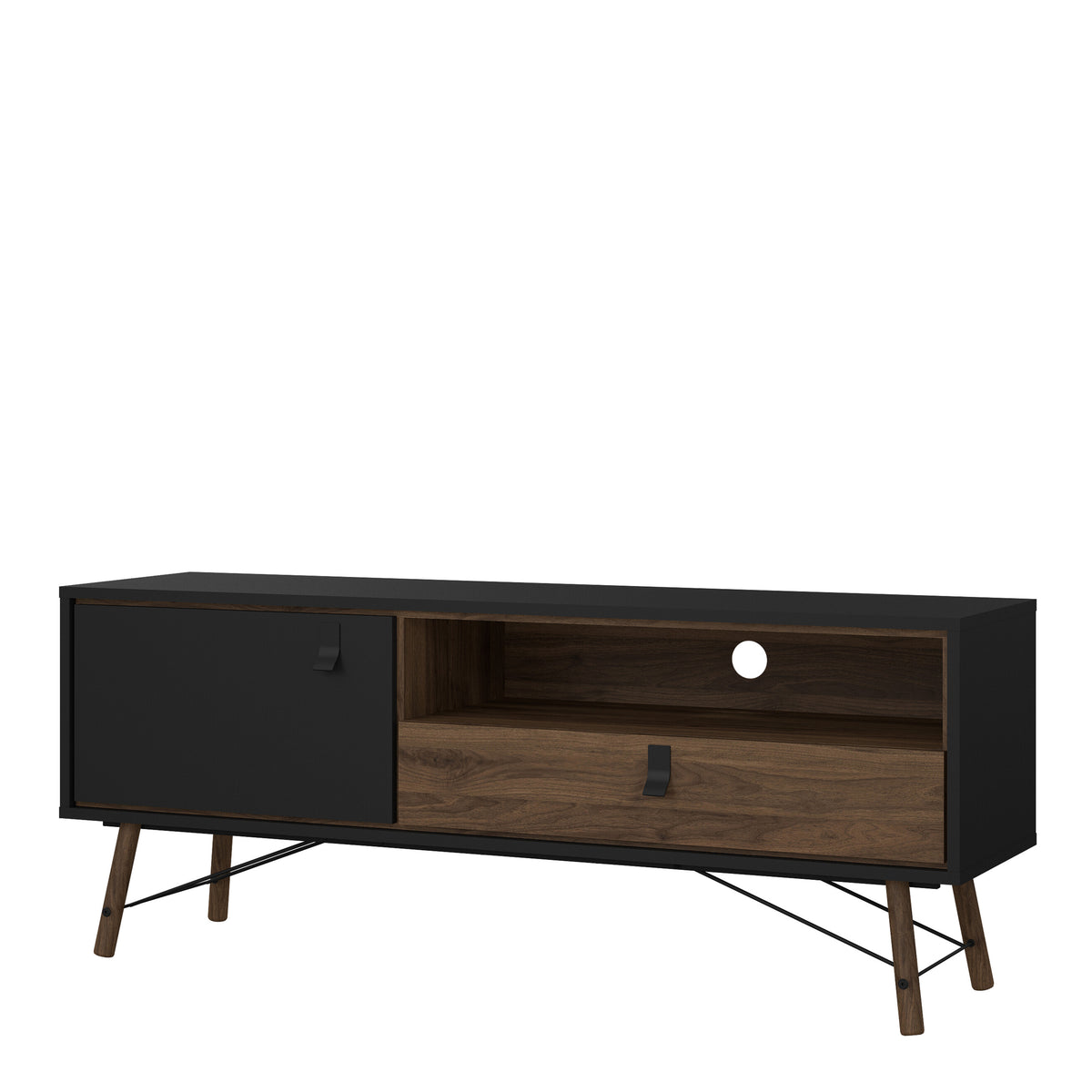 Raya TV Unit 1 Door 1 Drawer in Matt Black Walnut