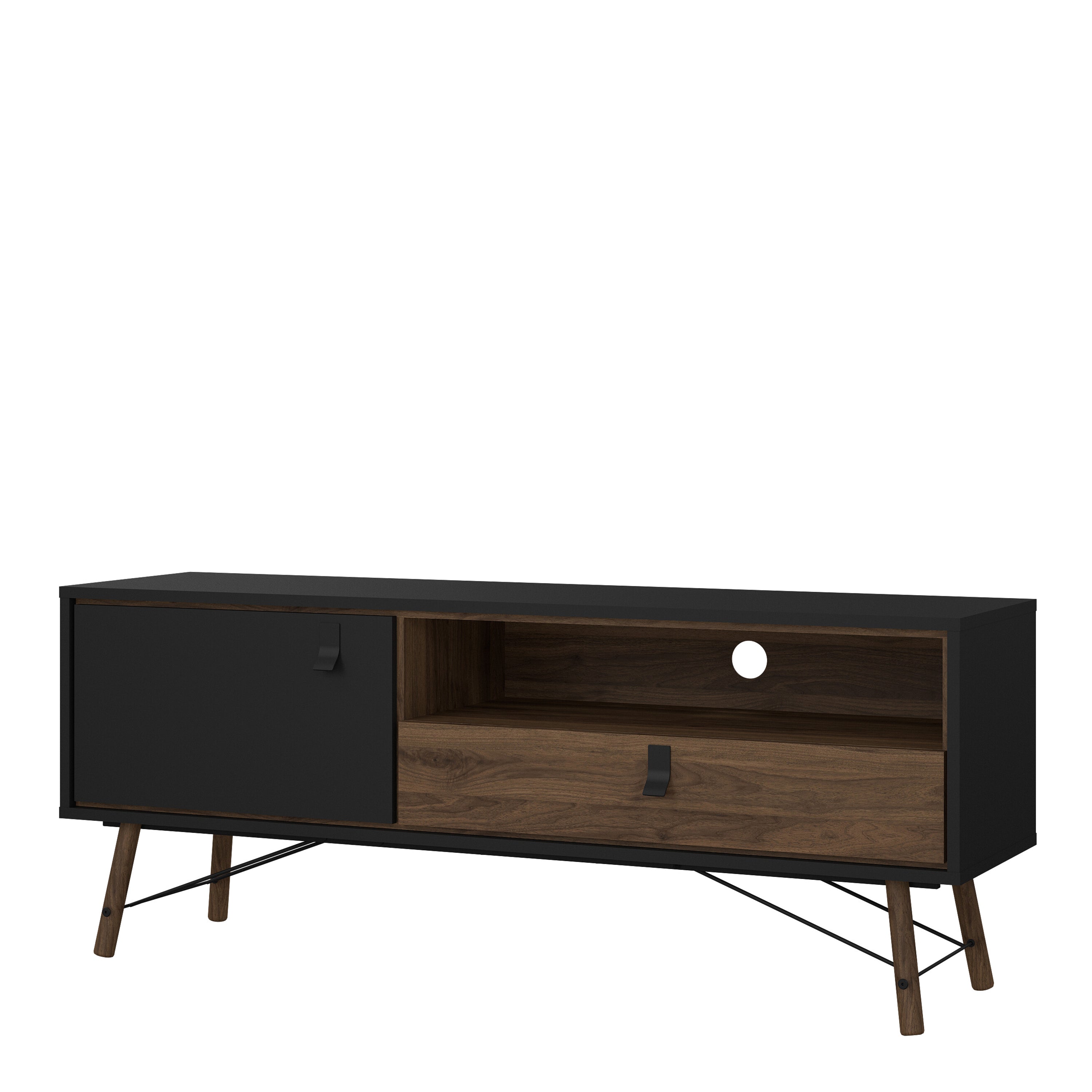 Raya TV Unit 1 Door 1 Drawer in Matt Black Walnut