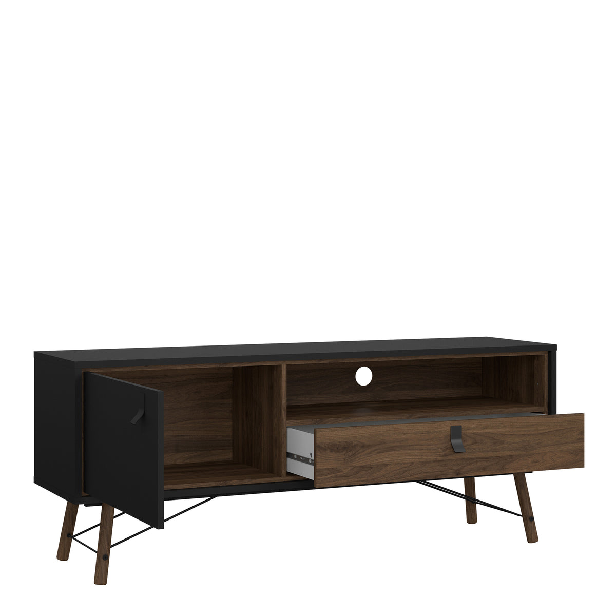Raya TV Unit 1 Door 1 Drawer in Matt Black Walnut