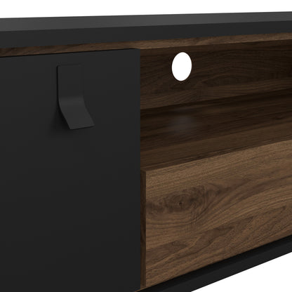Raya TV Unit 1 Door 1 Drawer in Matt Black Walnut