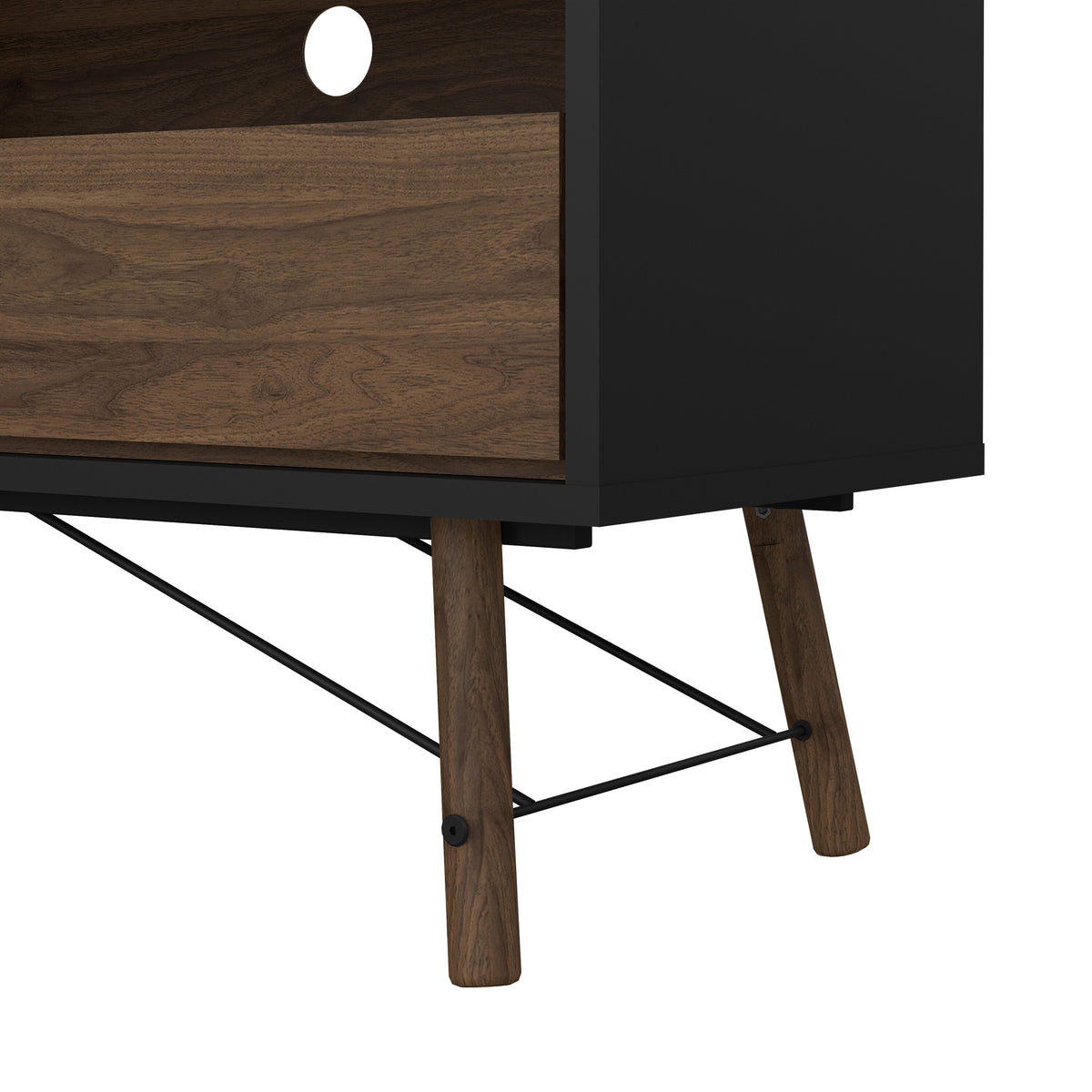 Raya TV Unit 1 Door 1 Drawer in Matt Black Walnut