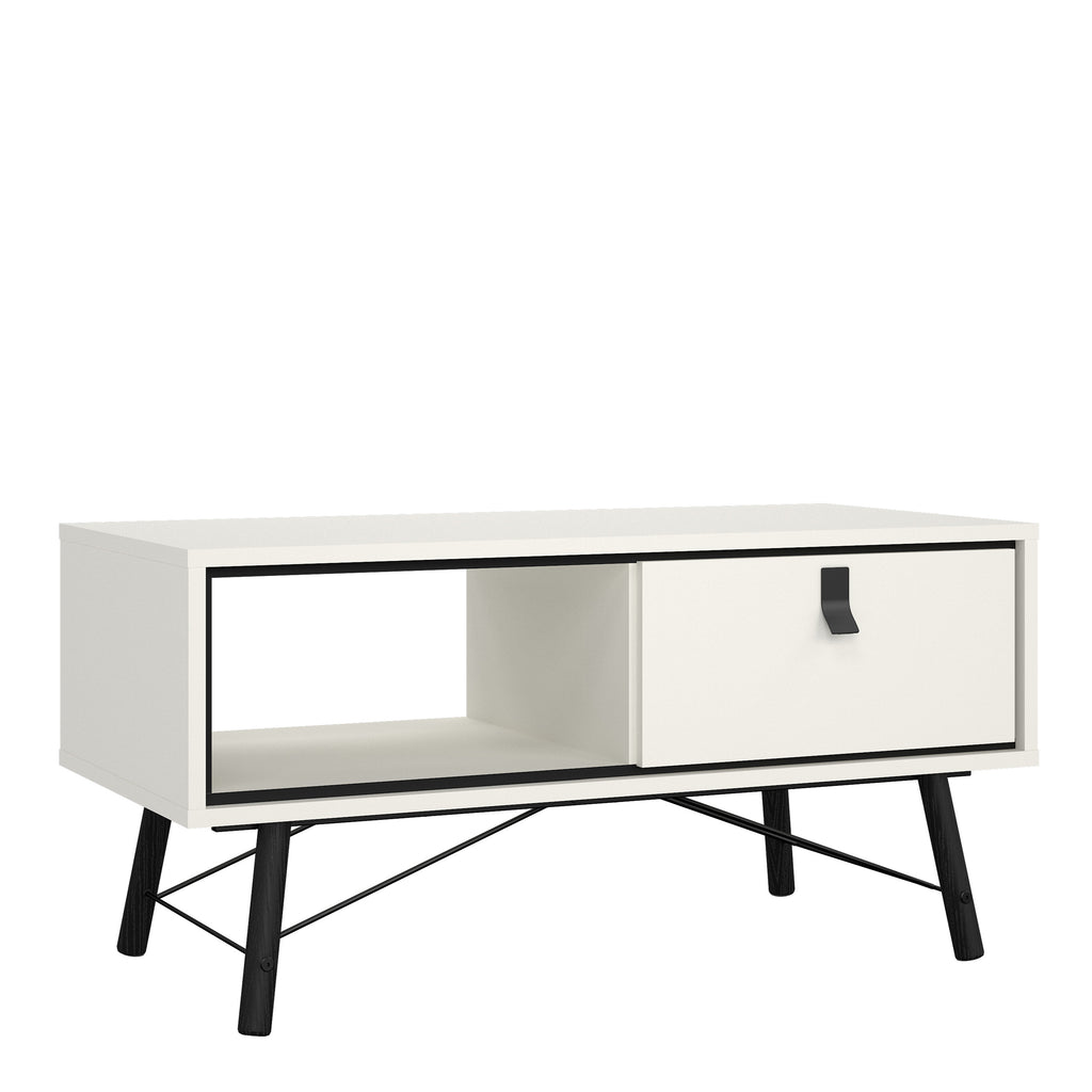 Raya Coffee Table with 1 Drawer in Matt White