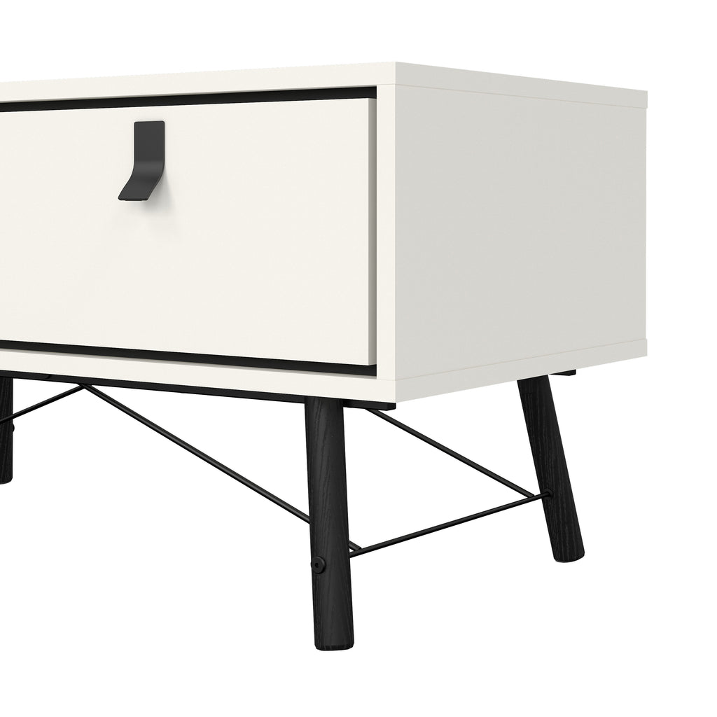 Raya Coffee Table with 1 Drawer in Matt White