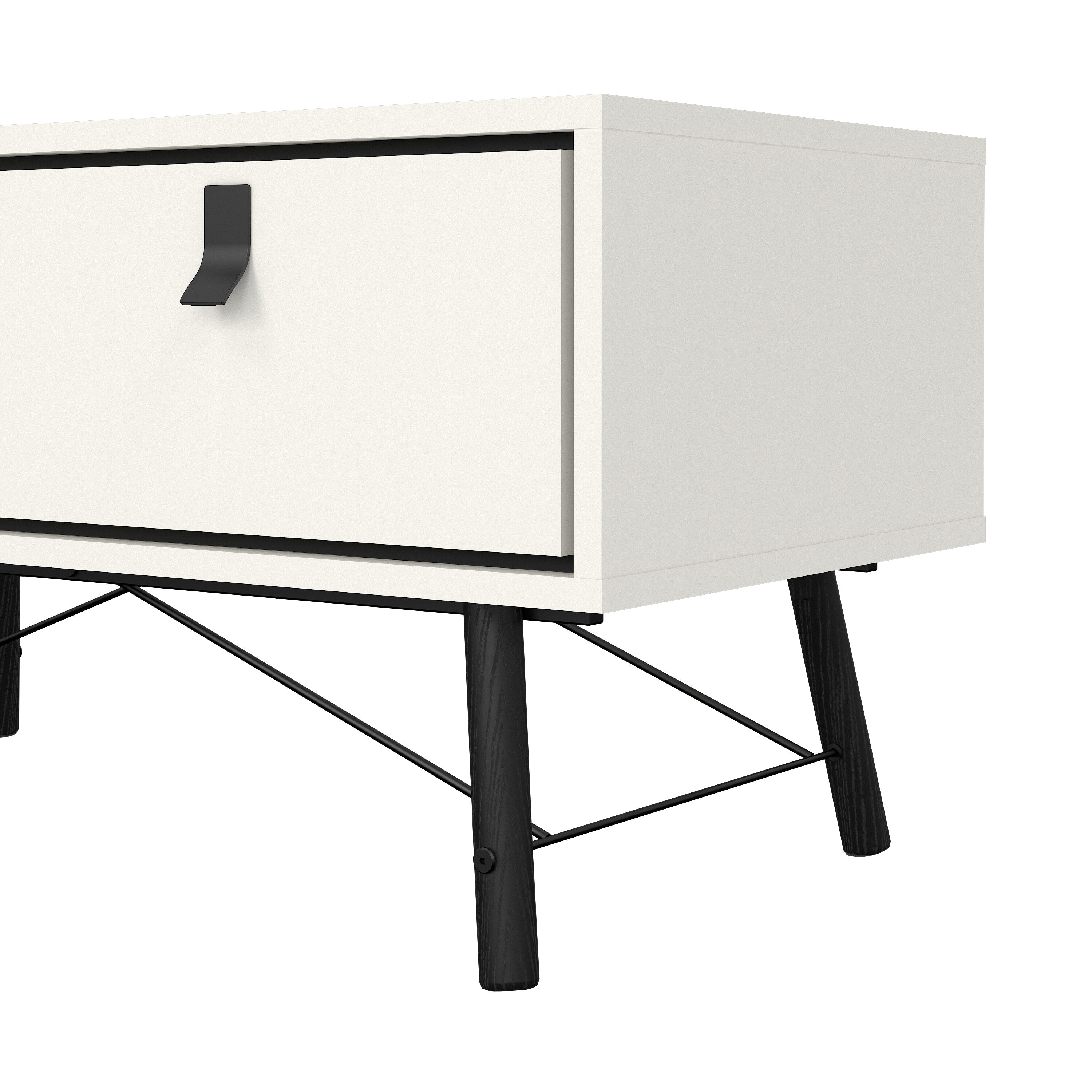 Raya Coffee Table with 1 Drawer in Matt White