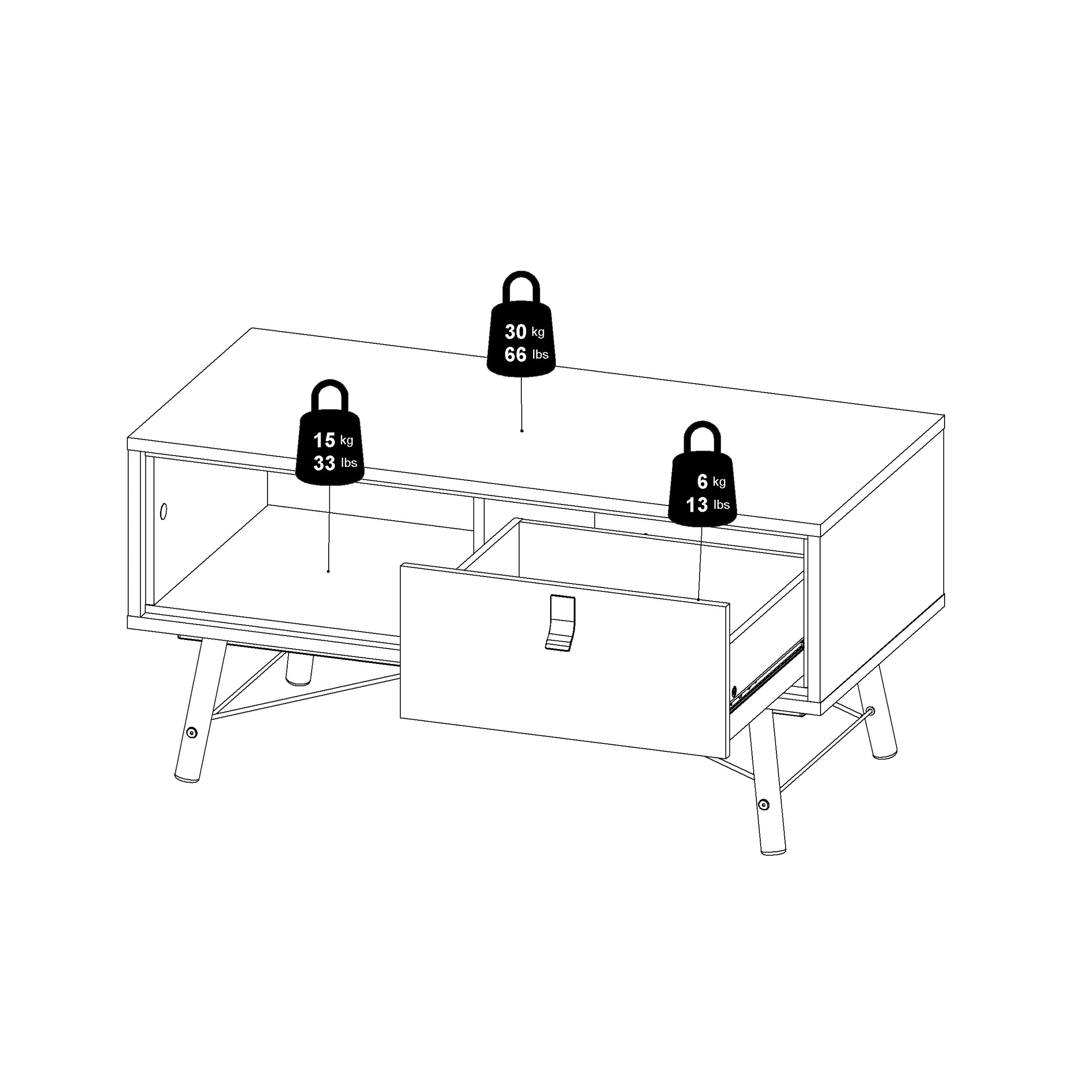 Raya Coffee Table with 1 Drawer in Matt White