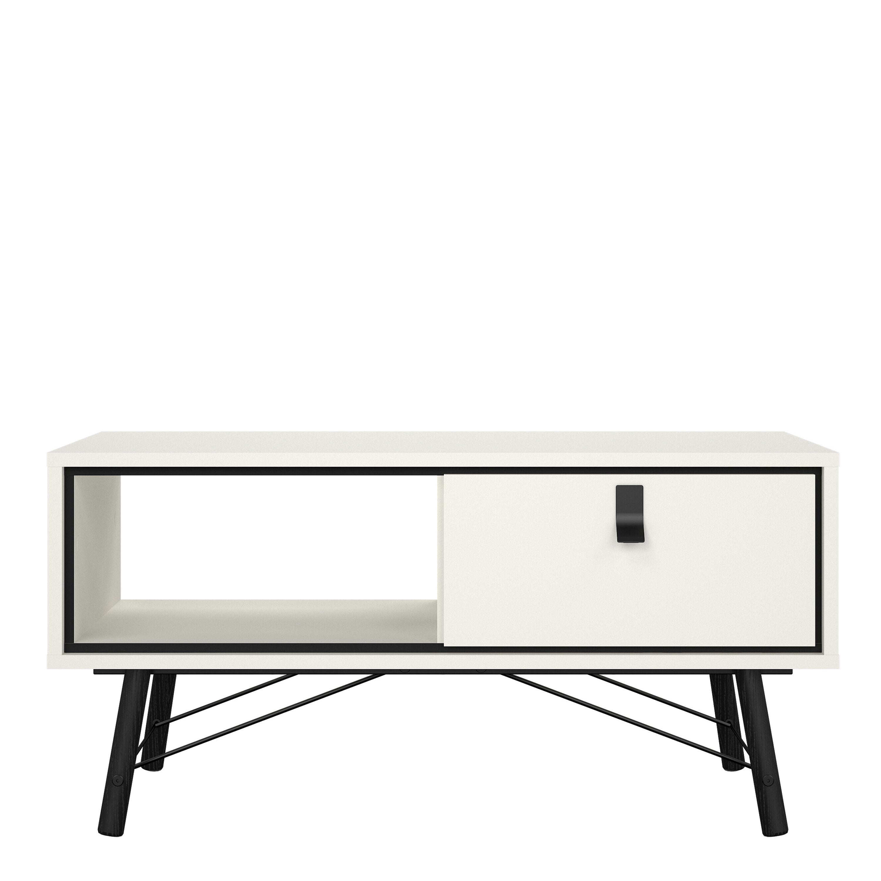 Raya Coffee Table with 1 Drawer in Matt White