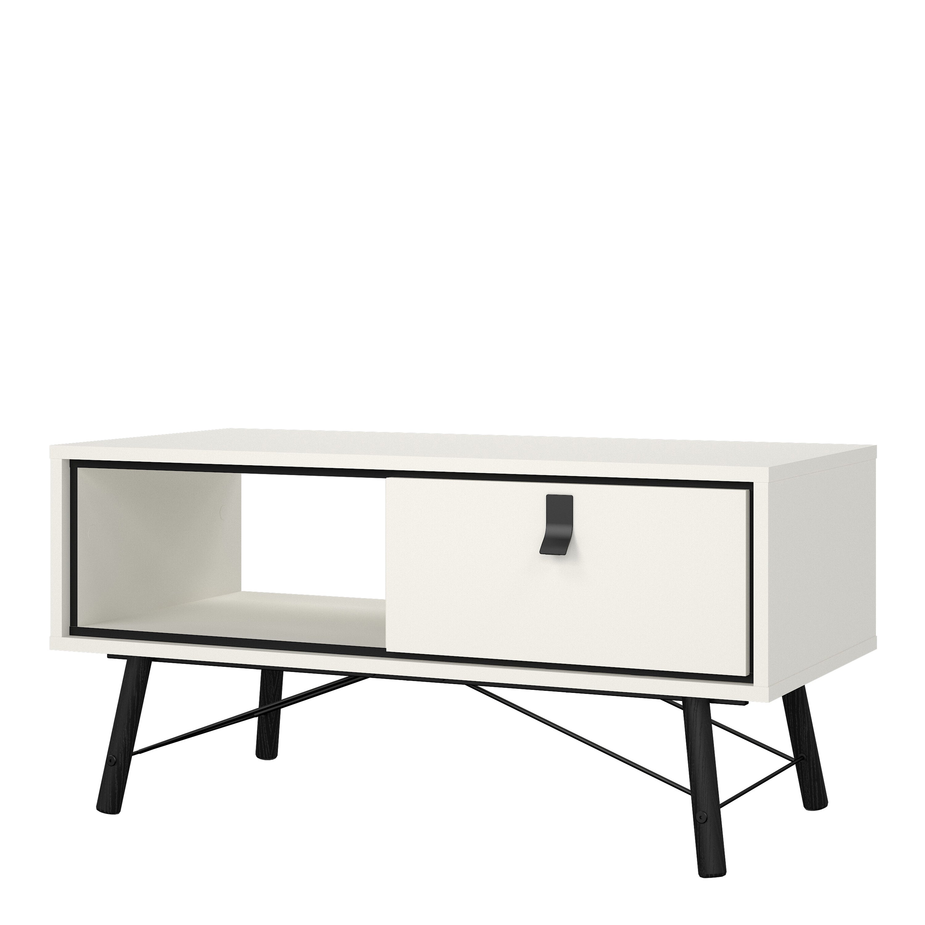 Raya Coffee Table with 1 Drawer in Matt White