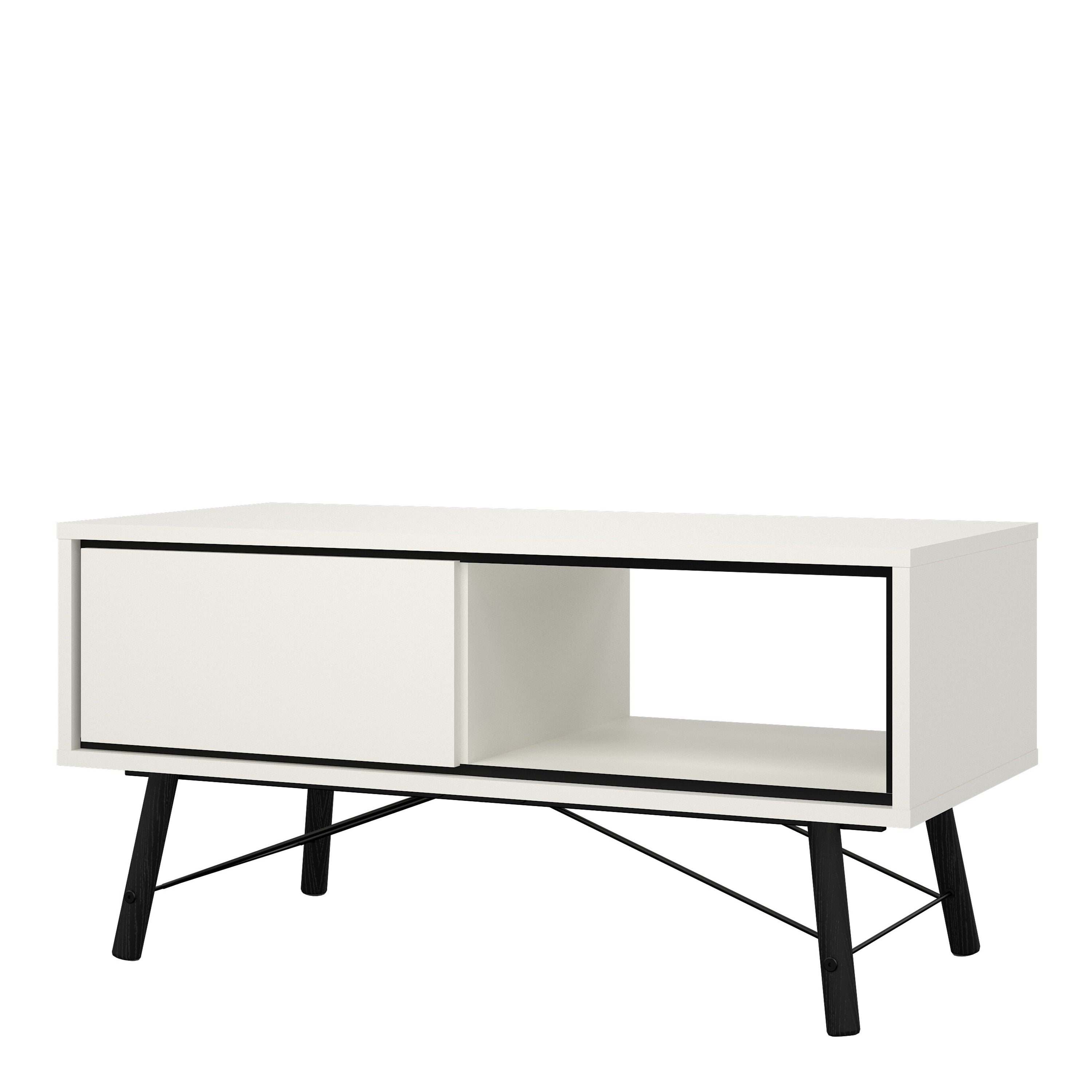 Raya Coffee Table with 1 Drawer in Matt White