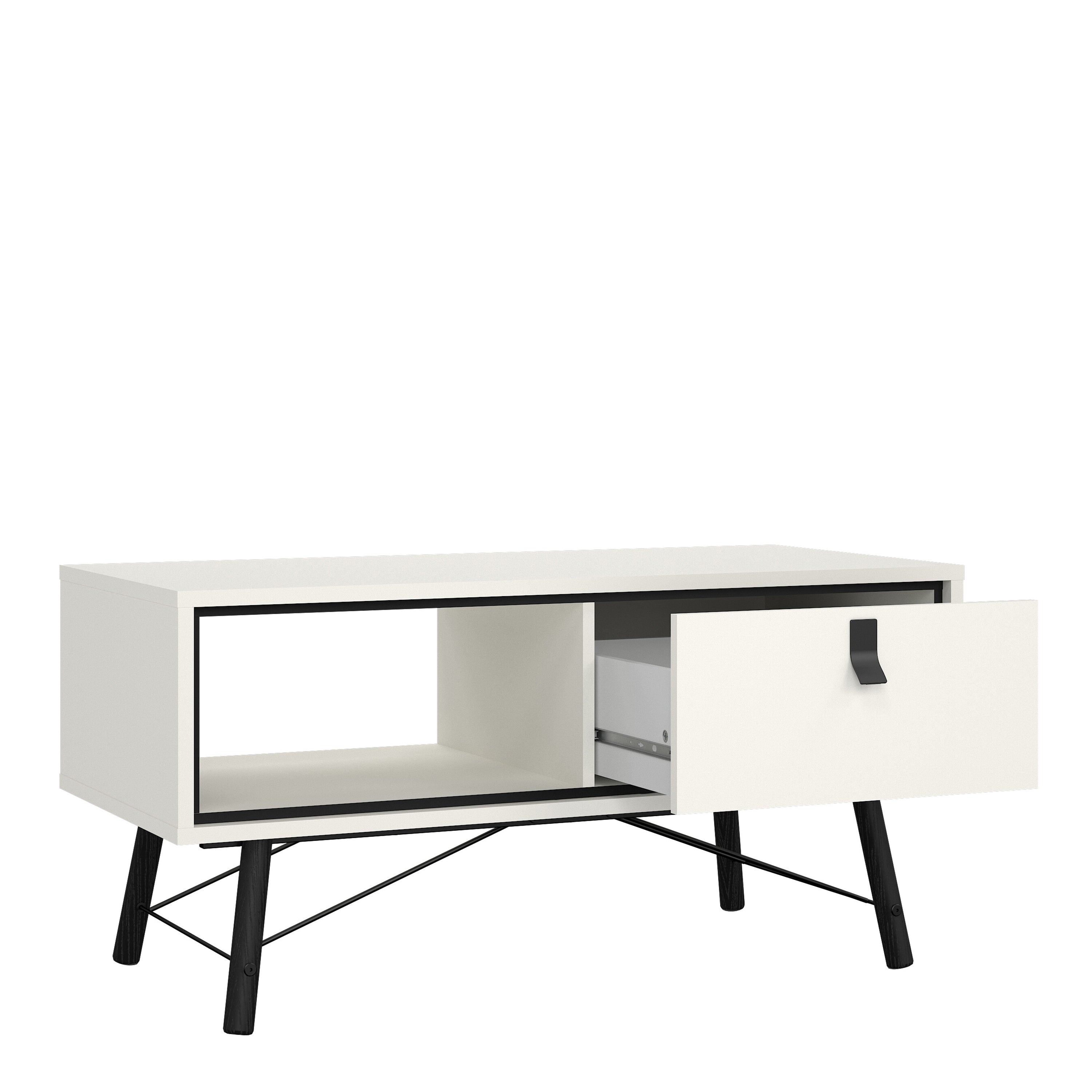 Raya Coffee Table with 1 Drawer in Matt White