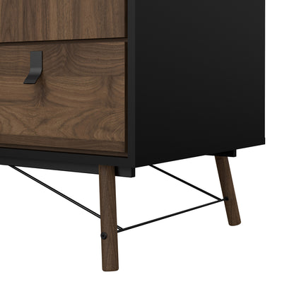 Raya Wardrobe 3 Doors 3 Drawers in Matt Black Walnut