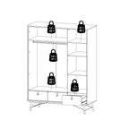 Raya Wardrobe 3 Doors 3 Drawers in Matt Black Walnut