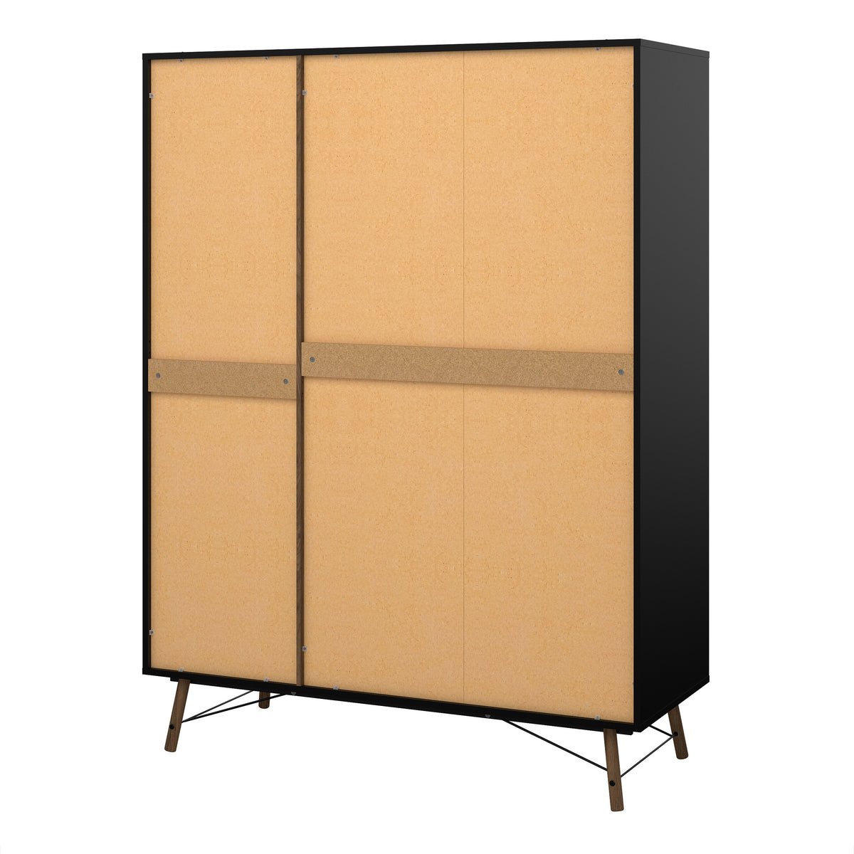 Raya Wardrobe 3 Doors 3 Drawers in Matt Black Walnut
