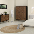 Raya Wardrobe 3 Doors 3 Drawers in Matt Black Walnut
