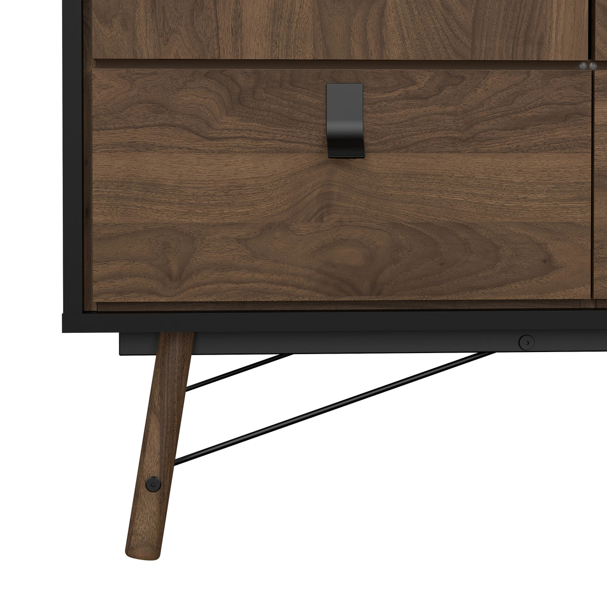 Raya Wardrobe 3 Doors 3 Drawers in Matt Black Walnut