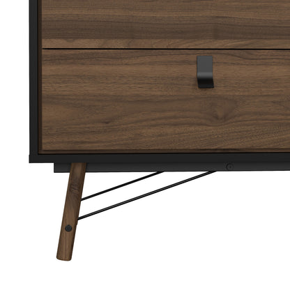 Raya Wide 6 Drawer Chest in Matt Black Walnut