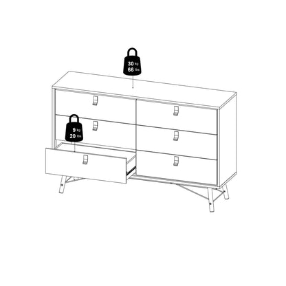 Raya Wide 6 Drawer Chest in Matt Black Walnut
