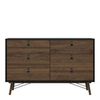 Raya Wide 6 Drawer Chest in Matt Black Walnut
