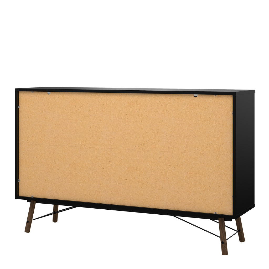 Raya Wide 6 Drawer Chest in Matt Black Walnut