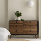 Raya Wide 6 Drawer Chest in Matt Black Walnut