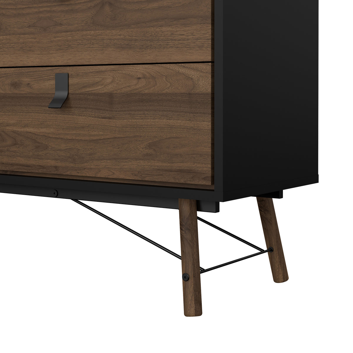 Raya Wide 6 Drawer Chest in Matt Black Walnut