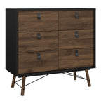 Raya 6 Drawer Chest in Matt Black Walnut