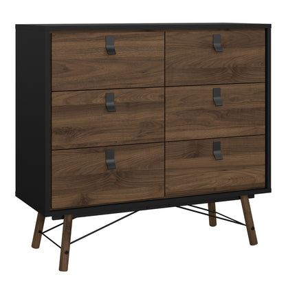 Raya 6 Drawer Chest in Matt Black Walnut
