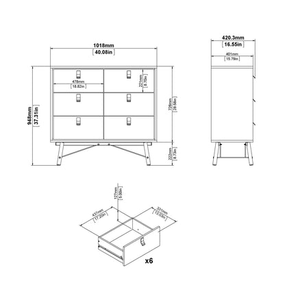Raya 6 Drawer Chest in Matt Black Walnut