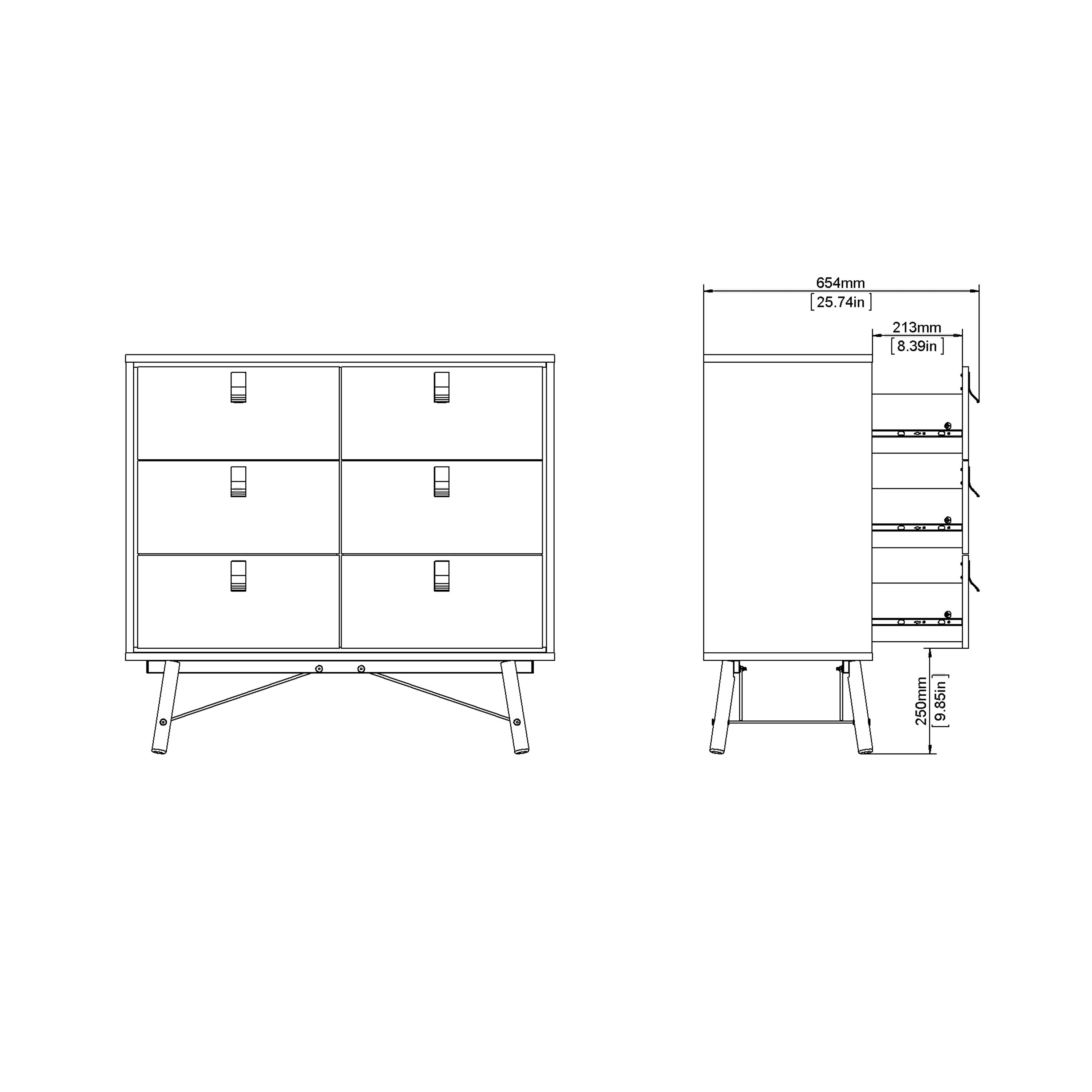 Raya 6 Drawer Chest in Matt Black Walnut