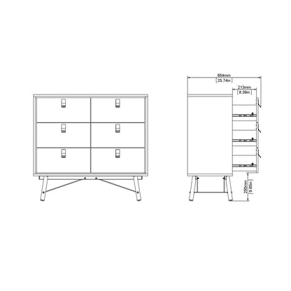Raya 6 Drawer Chest in Matt Black Walnut