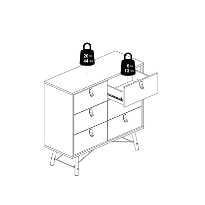 Raya 6 Drawer Chest in Matt Black Walnut