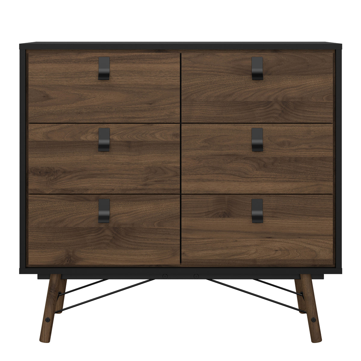 Raya 6 Drawer Chest in Matt Black Walnut