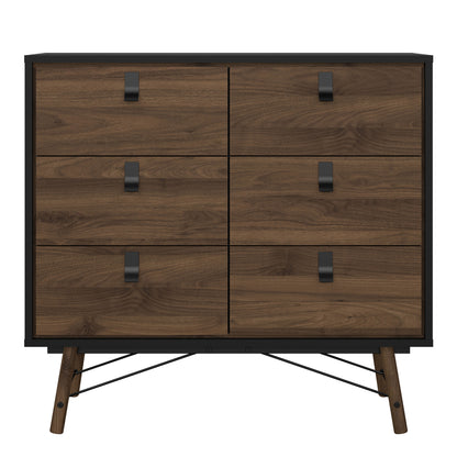 Raya 6 Drawer Chest in Matt Black Walnut