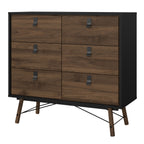 Raya 6 Drawer Chest in Matt Black Walnut
