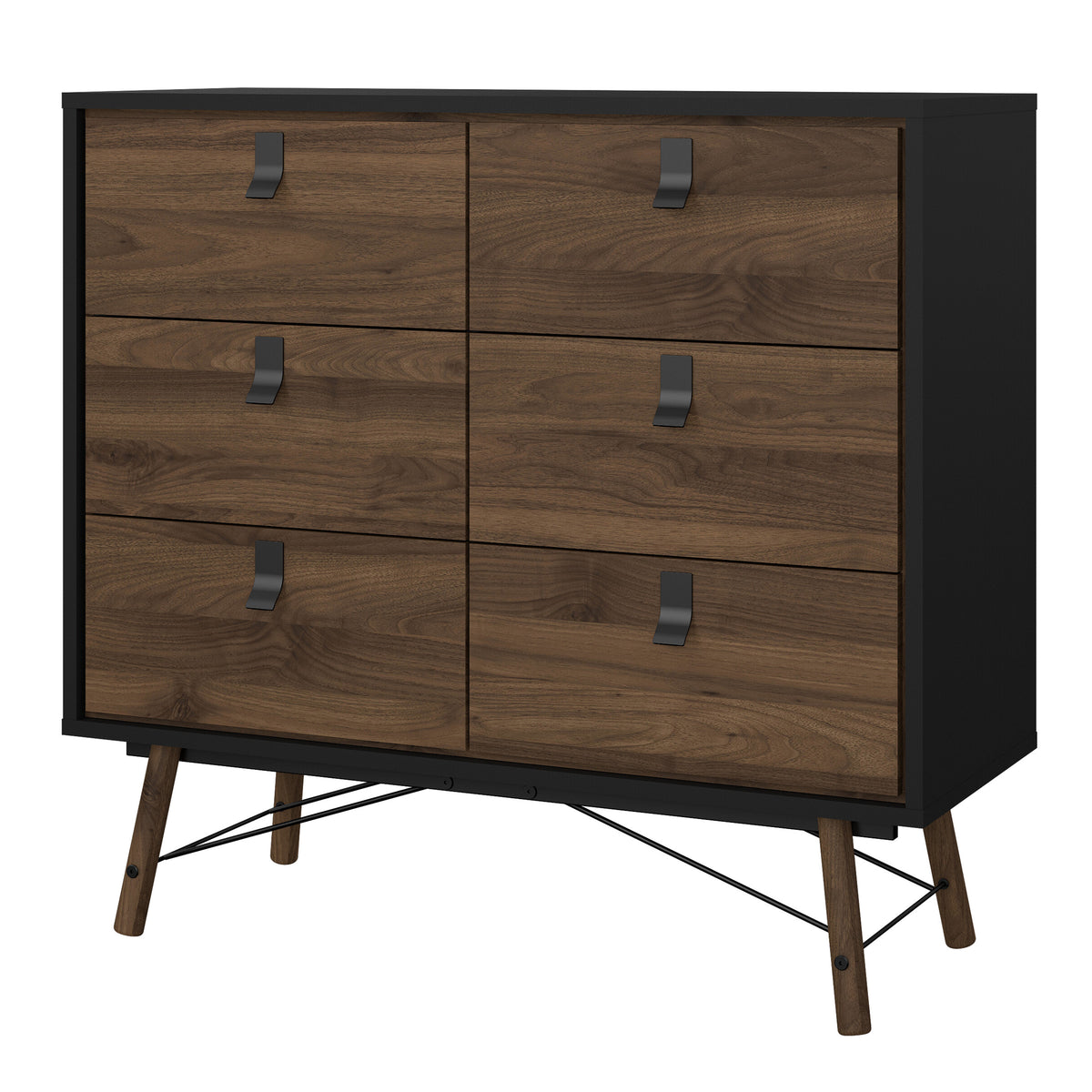 Raya 6 Drawer Chest in Matt Black Walnut