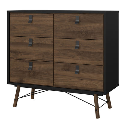 Raya 6 Drawer Chest in Matt Black Walnut
